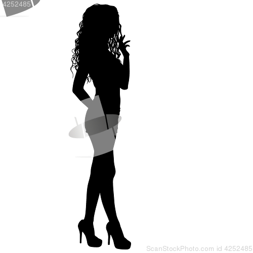 Image of Beautiful fashion girl silhouette on a white background