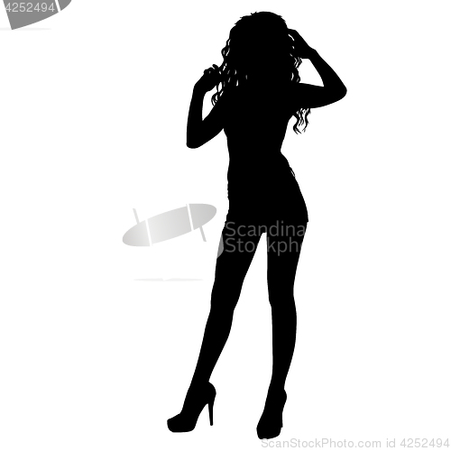 Image of Beautiful fashion girl silhouette on a white background