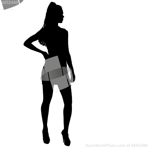 Image of Beautiful fashion girl silhouette on a white background