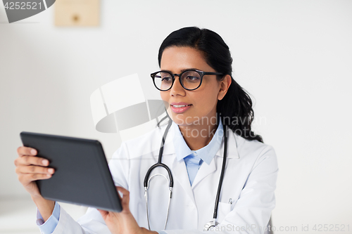 Image of female doctor with tablet pc at hospital