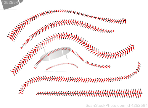 Image of Lace from a baseball on a white background