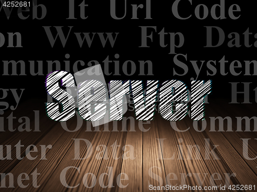 Image of Web development concept: Server in grunge dark room