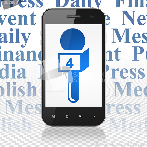 Image of News concept: Smartphone with Microphone on display