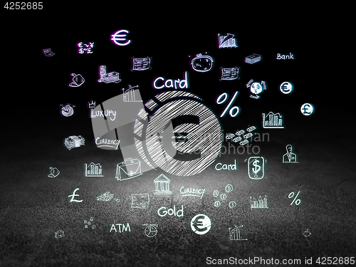 Image of Currency concept: Euro Coin in grunge dark room