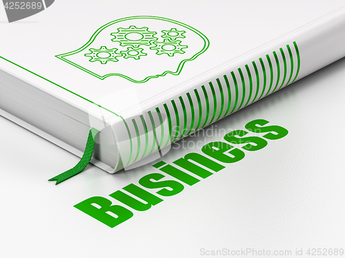 Image of Finance concept: book Head With Gears, Business on white background