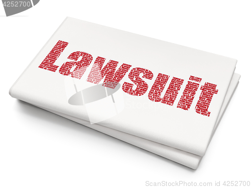 Image of Law concept: Lawsuit on Blank Newspaper background