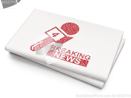 Image of News concept: Breaking News And Microphone on Blank Newspaper background
