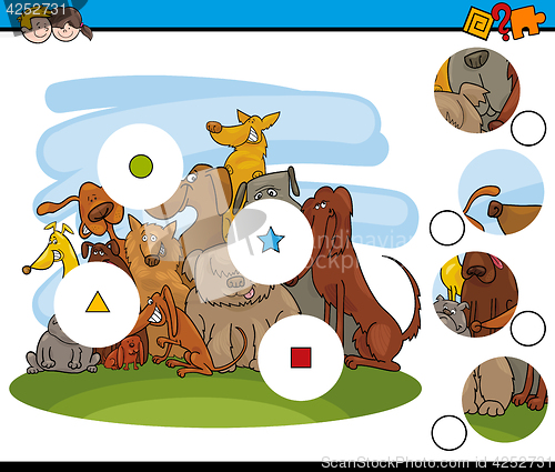 Image of match the pieces game with dogs