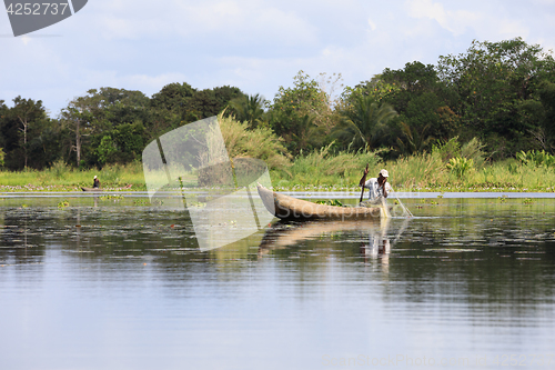 Image of Fisherman life in madagascar countryside on river