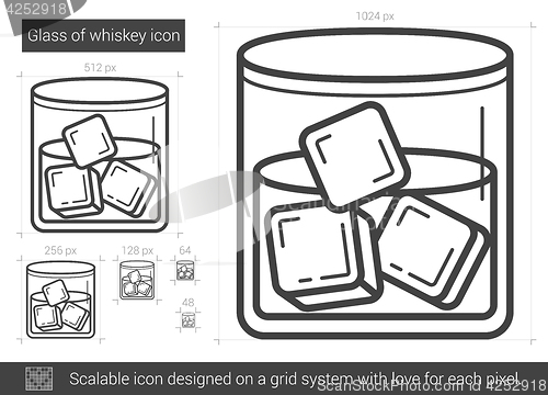 Image of Glass of whiskey line icon.