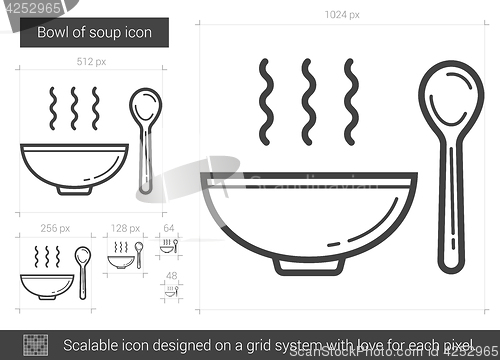 Image of Bowl of soup line icon.