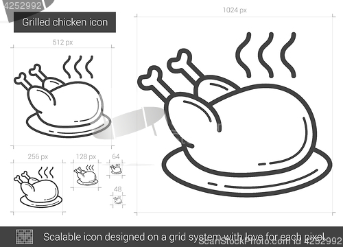 Image of Grilled chicken line icon.