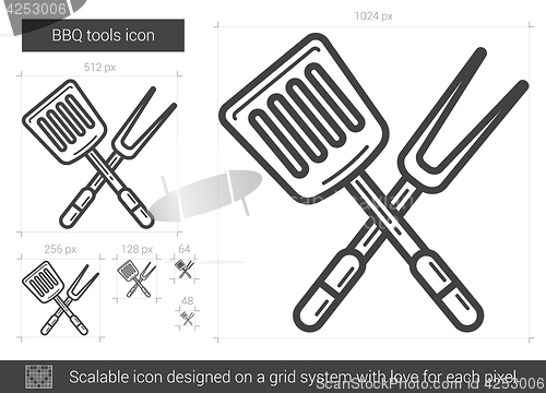 Image of BBQ tools line icon.