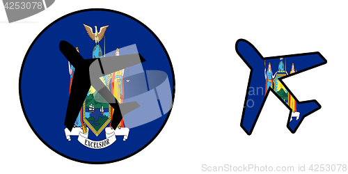 Image of Nation flag - Airplane isolated - New York