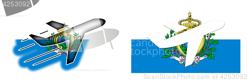 Image of Nation flag - Airplane isolated - San Marino