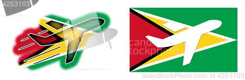 Image of Nation flag - Airplane isolated - Guyana