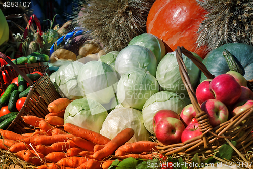 Image of Vegetable harvest is sold at the fair.