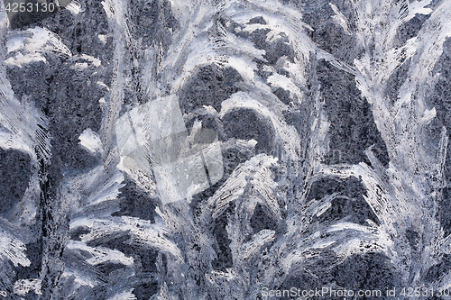 Image of patterns of frost on the glass