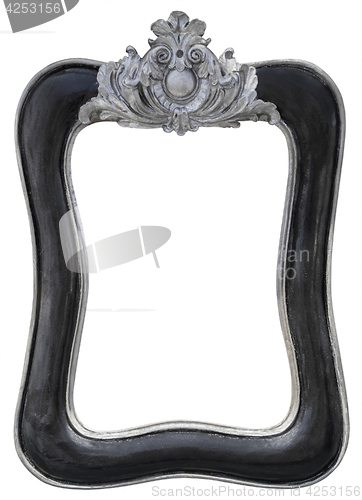 Image of Black silver vintage picture frame isolated on white background 