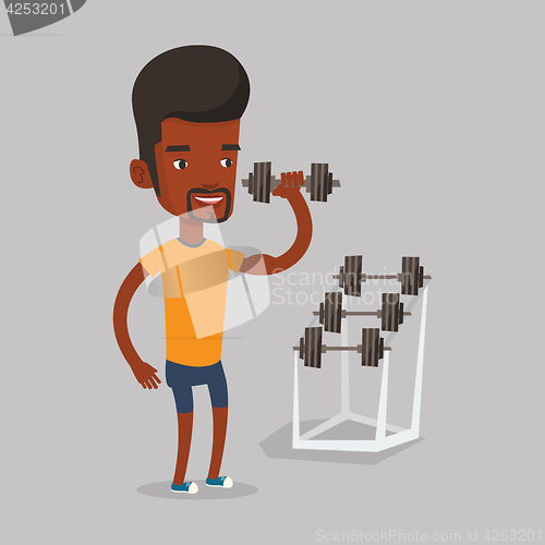 Image of Man lifting dumbbell vector illustration.