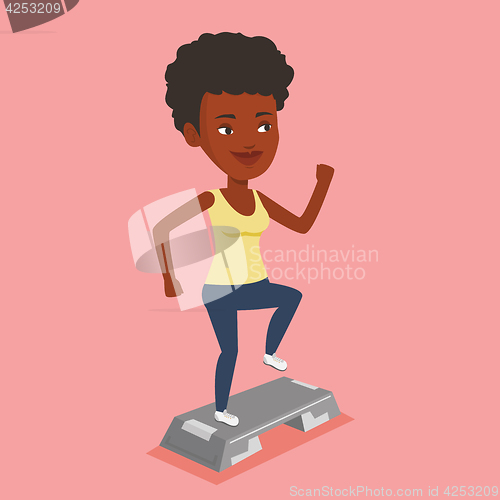 Image of Woman exercising on steeper vector illustration.