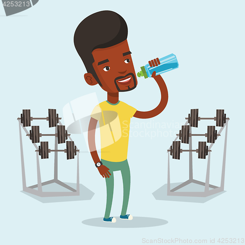 Image of Sportive man drinking water vector illustration.