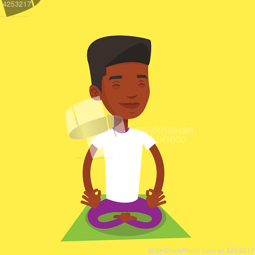 Image of Man meditating in lotus pose vector illustration.