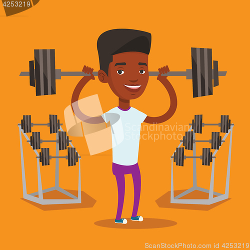 Image of Man lifting barbell vector illustration.