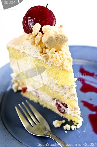 Image of Slice of strawberry meringue cake