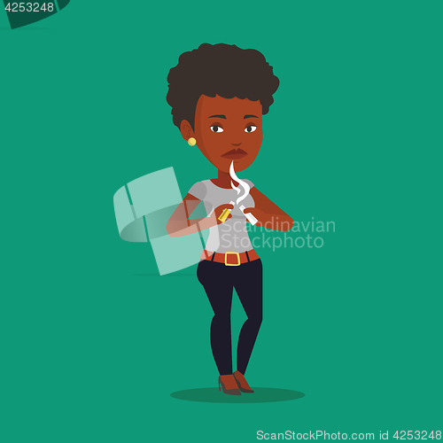 Image of Young woman quitting smoking vector illustration.