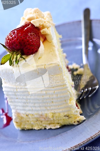 Image of Slice of strawberry meringue cake