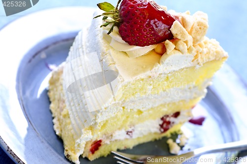 Image of Slice of strawberry meringue cake