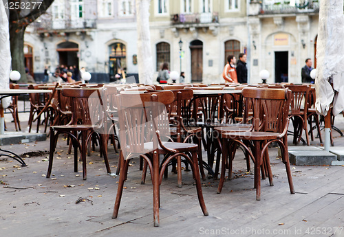 Image of empty cafeteria on the street