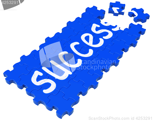Image of Success Puzzle Shows Accomplishment And Successful Business