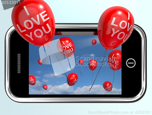 Image of I Love You Balloons From A Mobile Smartphone