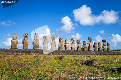 Image of Moais statues, ahu Tongariki, easter island