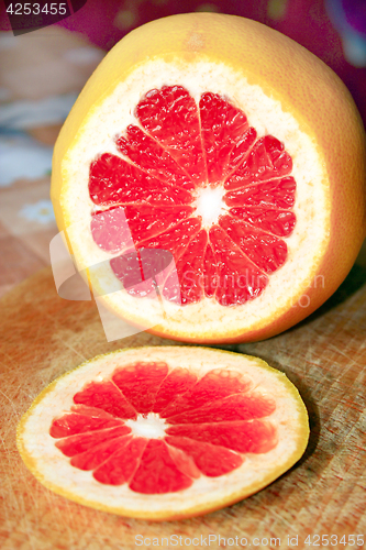 Image of grapefruit red cut by piece