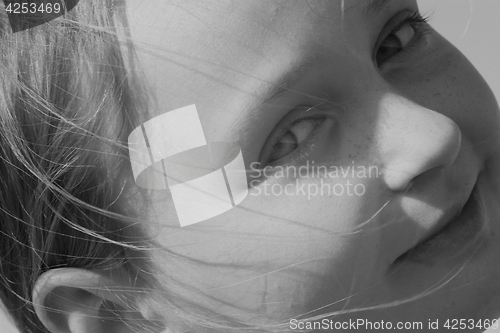 Image of black and white portrait of little girl