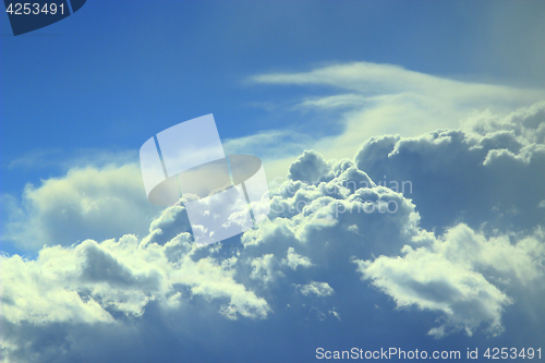 Image of landscape with beautiful blue cumulus cloud