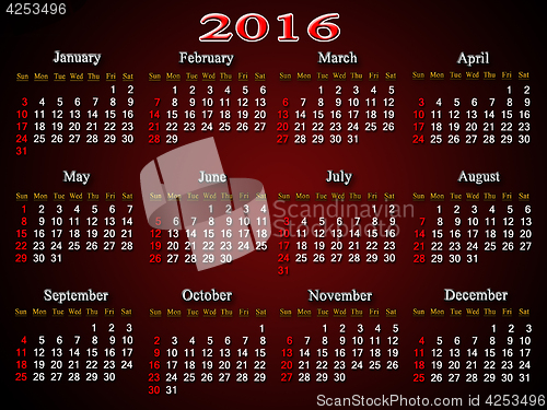Image of claret calendar for 2016
