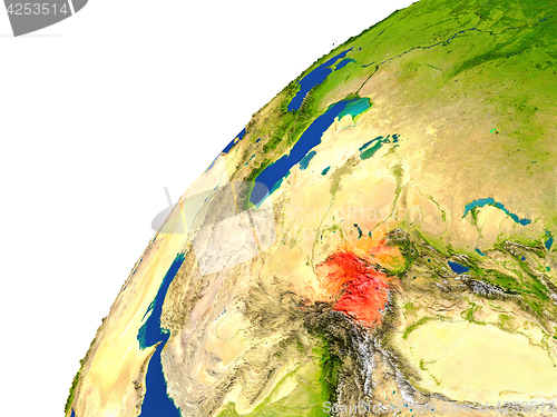 Image of Country of Tajikistan satellite view
