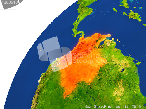 Image of Country of Colombia satellite view