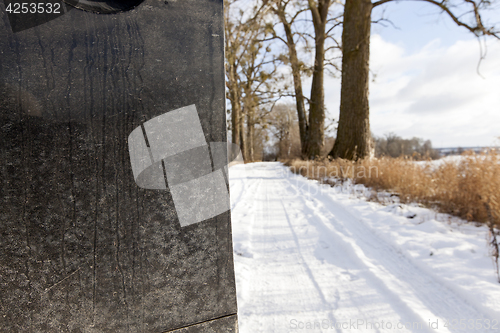 Image of winter road, close-up