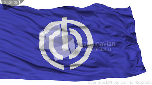 Image of Isolated Naha Flag, Capital of Japan Prefecture, Waving on White Background