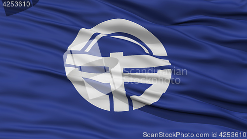 Image of Closeup of Tokushima Flag, Capital of Japan Prefecture