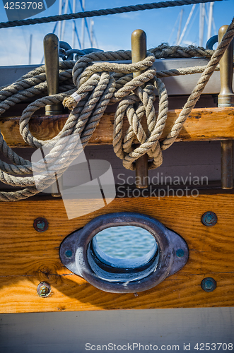 Image of Rigging on the deck of an old sailing ship