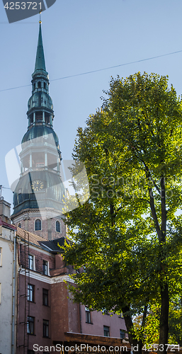 Image of View of the steeple of St. Peter\'s Church in Riga