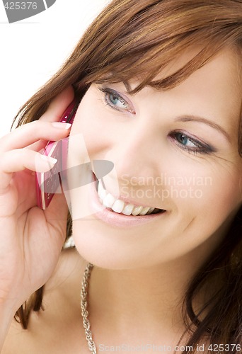 Image of woman with pink phone