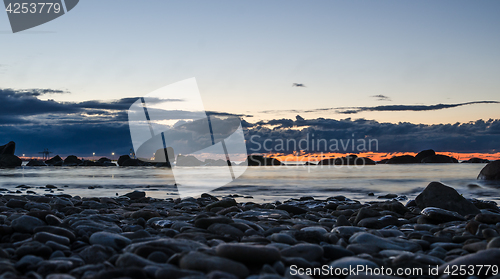 Image of Sunset on the Baltic Sea, stony shore