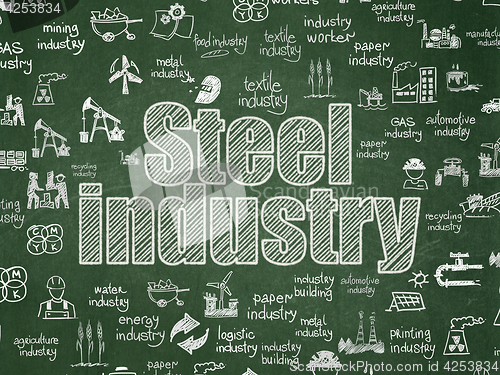 Image of Manufacuring concept: Steel Industry on School board background